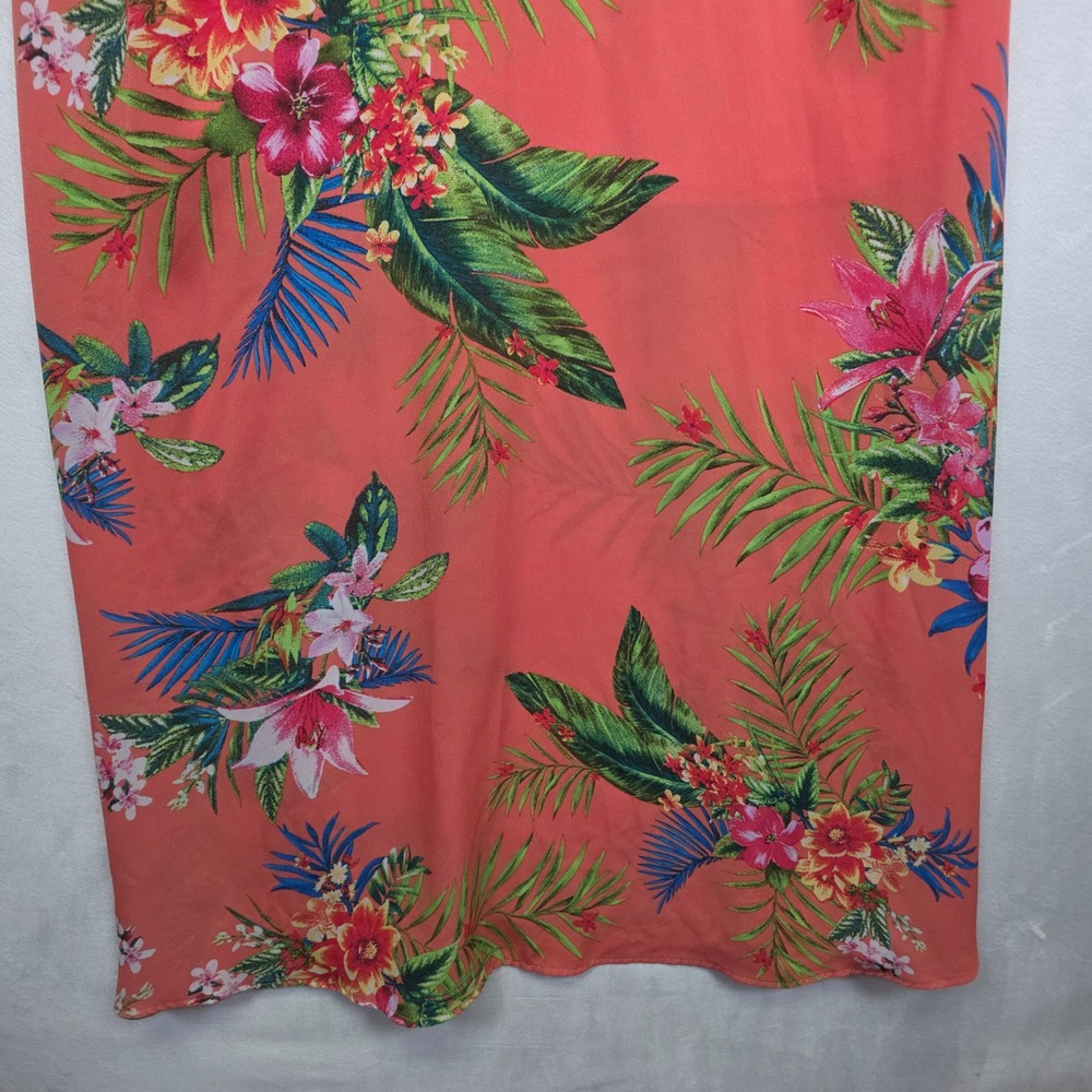 She + Sky Maxi Dress Womens S Coral Tropical Floral Resort Vacation Boho Flowy - Picture 11 of 15